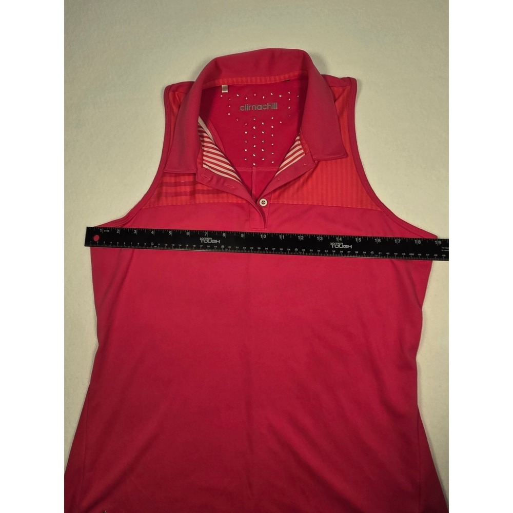 Adidas Climachill Polo Shirt Womens Large Pink Sleeveless Tennis Pickleball Golf - Picture 5 of 6